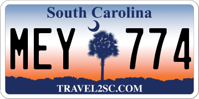 SC license plate MEY774