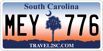 SC license plate MEY776