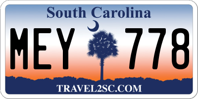 SC license plate MEY778