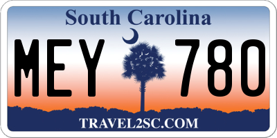 SC license plate MEY780