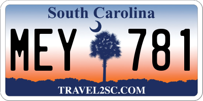 SC license plate MEY781