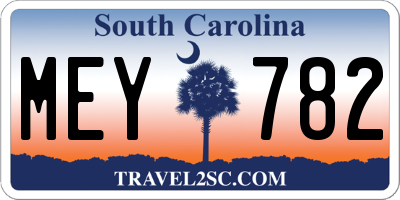 SC license plate MEY782