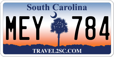 SC license plate MEY784