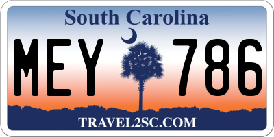 SC license plate MEY786