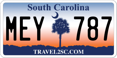 SC license plate MEY787