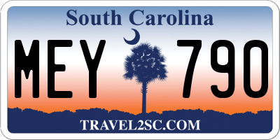 SC license plate MEY790