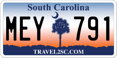 SC license plate MEY791