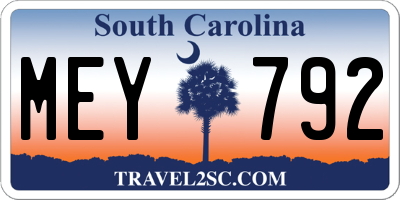 SC license plate MEY792