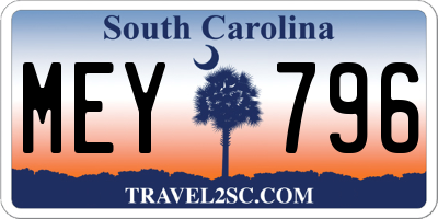 SC license plate MEY796