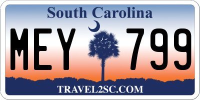 SC license plate MEY799