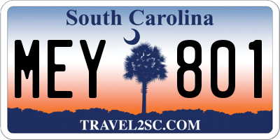 SC license plate MEY801