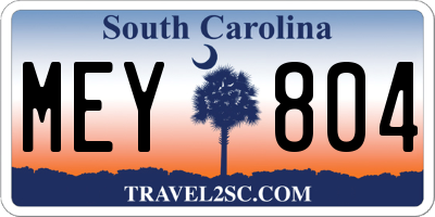 SC license plate MEY804