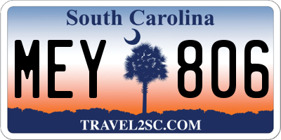 SC license plate MEY806