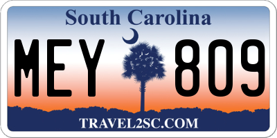 SC license plate MEY809