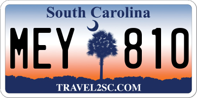 SC license plate MEY810