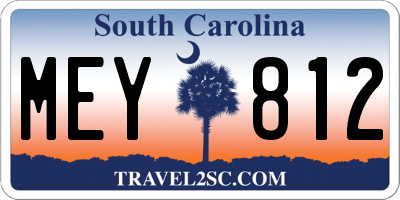 SC license plate MEY812