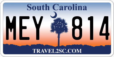 SC license plate MEY814