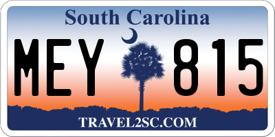 SC license plate MEY815