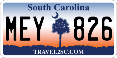 SC license plate MEY826
