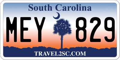 SC license plate MEY829