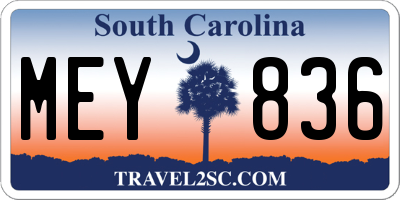 SC license plate MEY836
