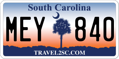 SC license plate MEY840