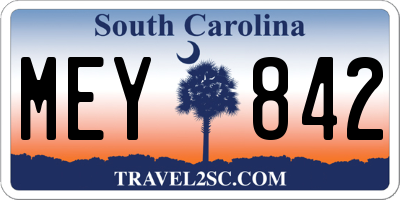 SC license plate MEY842