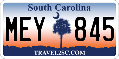SC license plate MEY845