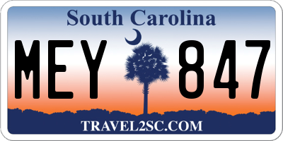SC license plate MEY847