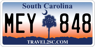 SC license plate MEY848