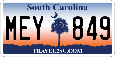 SC license plate MEY849