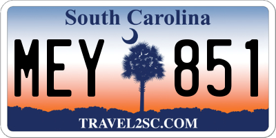SC license plate MEY851