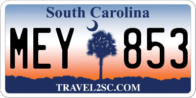 SC license plate MEY853