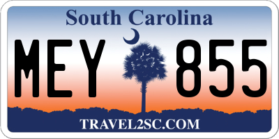 SC license plate MEY855