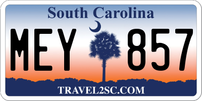 SC license plate MEY857