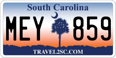SC license plate MEY859
