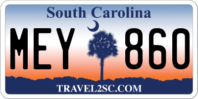 SC license plate MEY860