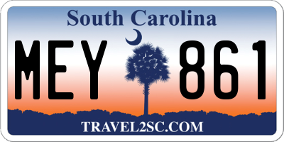 SC license plate MEY861