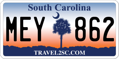 SC license plate MEY862