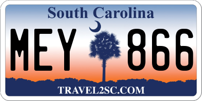 SC license plate MEY866
