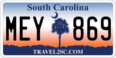 SC license plate MEY869