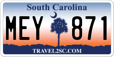 SC license plate MEY871