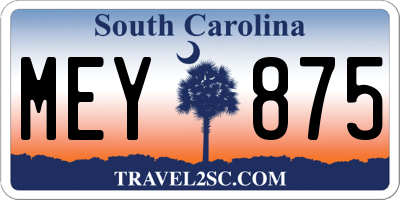 SC license plate MEY875
