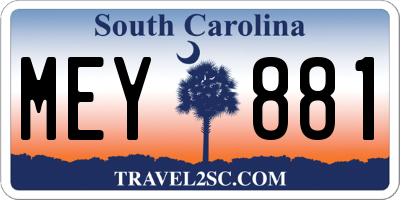 SC license plate MEY881