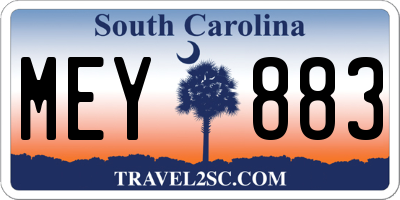 SC license plate MEY883