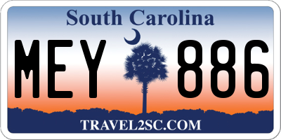 SC license plate MEY886