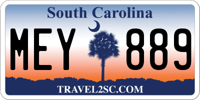 SC license plate MEY889