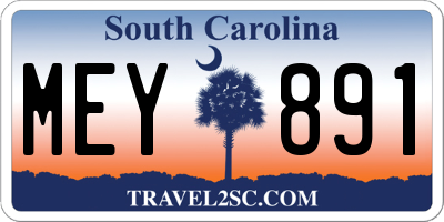 SC license plate MEY891