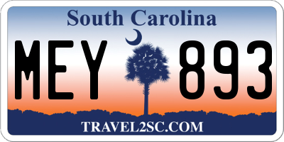 SC license plate MEY893