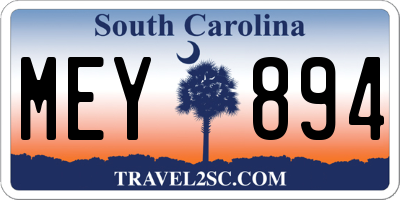 SC license plate MEY894